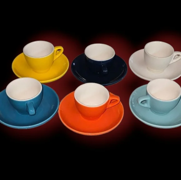 Sweese Colorful Espresso Cups Saucers Set Of 6 - Picture 1 of 8
